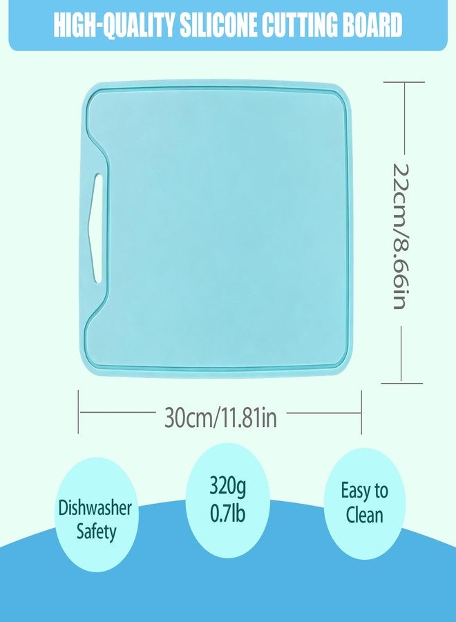 Jerliflyer Silicone Cutting Board,8.6 * 11.8in BPA Free Flexible Kitchen Chopping Board for Meat, Vegetables and Fruit,Dishwasher Safe(Blue) - Image 3