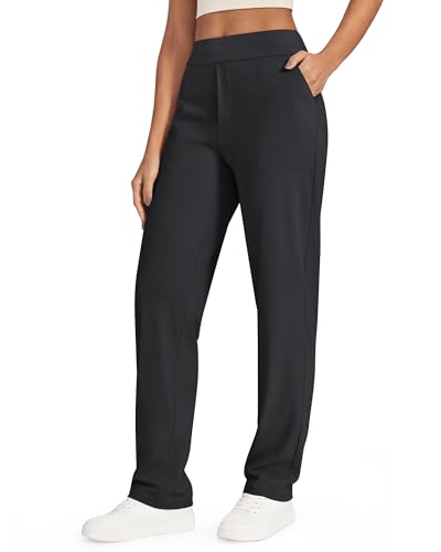 G4Free Yoga Dress Pants Women High Waisted Work Pants Business Casual Wide Leg Trousers with Pockets Office Wear 28BlackXL - Image 1