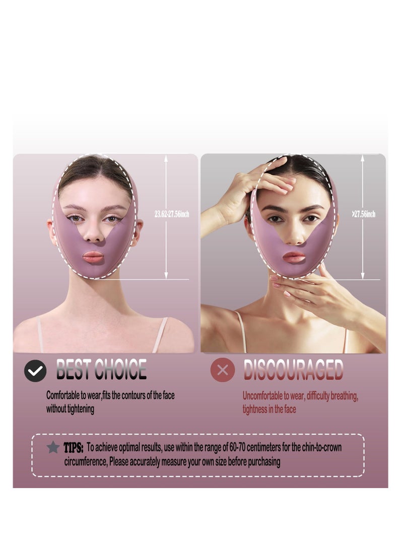 Facial Lifting Belt Chin Strap Soothing Comfy Double Reducing Device with Thin Face Female Shaper Reusable Breathable and Comfortable V Line Mask Purple - Image 2
