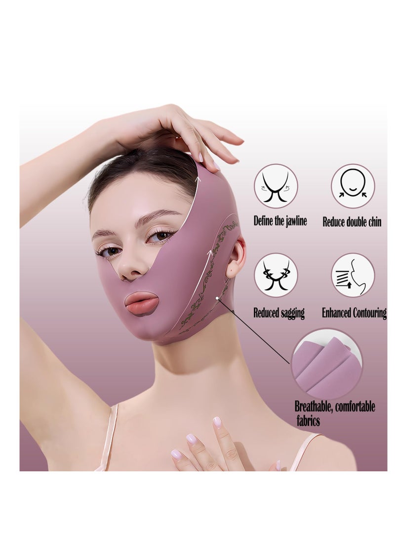Facial Lifting Belt Chin Strap Soothing Comfy Double Reducing Device with Thin Face Female Shaper Reusable Breathable and Comfortable V Line Mask Purple - Image 4
