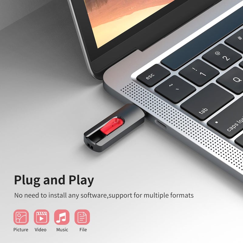 RAOYI 10Pcs 32GB USB Flash Drives Slide Retractable Memory Stick Bulk USB 2.0 Thumb Drive Jump Drive Zip Drive USB Sticks Data Storage Backup for PC Mac (32G, Red) - Image 2