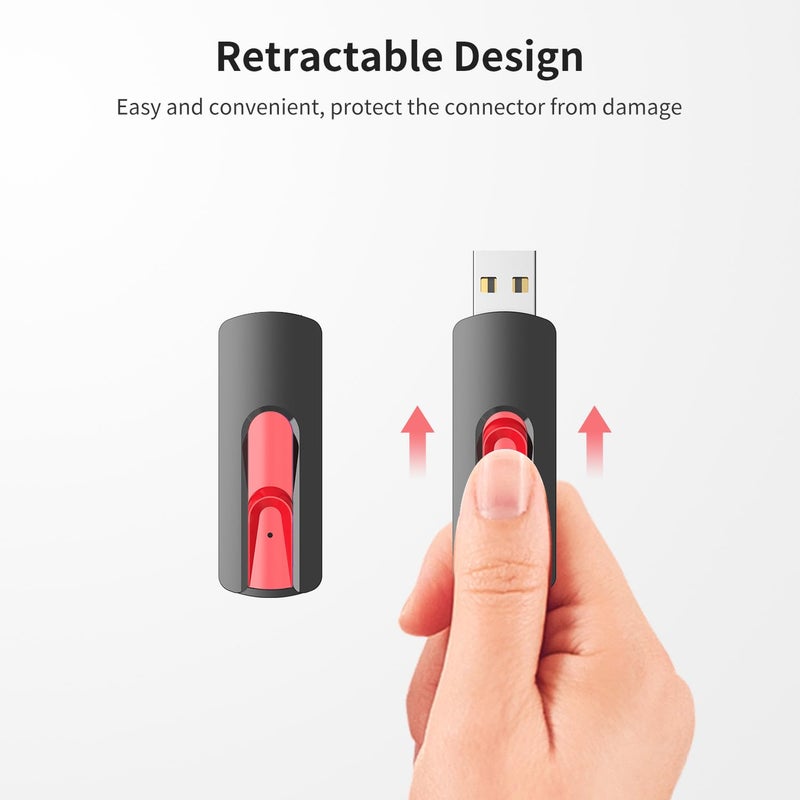 RAOYI 10Pcs 32GB USB Flash Drives Slide Retractable Memory Stick Bulk USB 2.0 Thumb Drive Jump Drive Zip Drive USB Sticks Data Storage Backup for PC Mac (32G, Red) - Image 5