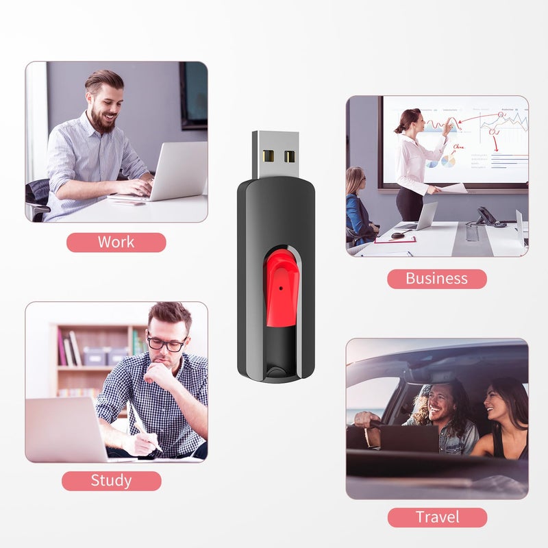 RAOYI 10Pcs 32GB USB Flash Drives Slide Retractable Memory Stick Bulk USB 2.0 Thumb Drive Jump Drive Zip Drive USB Sticks Data Storage Backup for PC Mac (32G, Red) - Image 3