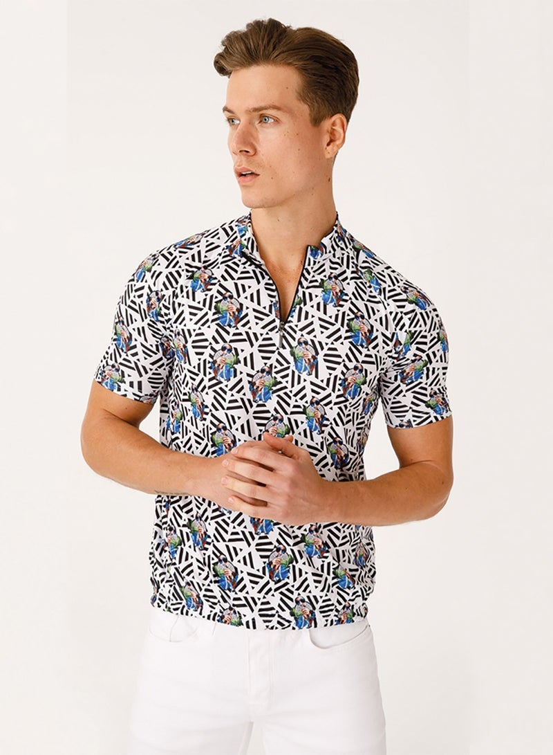 Biggdesign Men's Polo Shirt Nature Traveler, Printed Polo Shirt, Short Sleeve, Men's Polo Shirt, Casual Zip Opening Polo Shirts with Pocket, Custom Design, Polyester Cotton Material  - Image 1