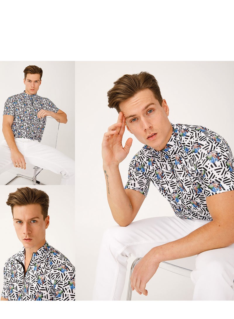 Biggdesign Men's Polo Shirt Nature Traveler, Printed Polo Shirt, Short Sleeve, Men's Polo Shirt, Casual Zip Opening Polo Shirts with Pocket, Custom Design, Polyester Cotton Material  - Image 3