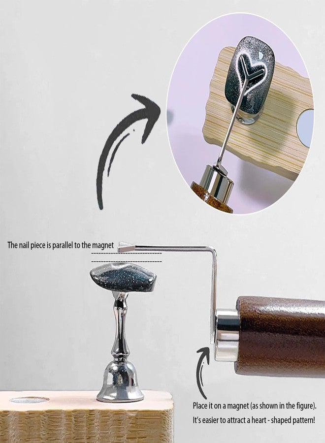 SILPECWEE 9pcs Cat Eye Nail Magnet, 3 In 1 Strong Magnetic Cat Eye Gel Nail Polish Magnet, Y-Shaped Guide Stick for Heart Effect, Nail Art Tools for Nail Art Salon DIY Home - Image 4