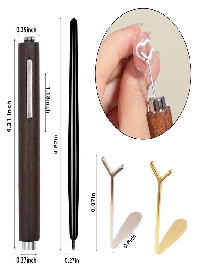 SILPECWEE 9pcs Cat Eye Nail Magnet, 3 In 1 Strong Magnetic Cat Eye Gel Nail Polish Magnet, Y-Shaped Guide Stick for Heart Effect, Nail Art Tools for Nail Art Salon DIY Home - Image 2