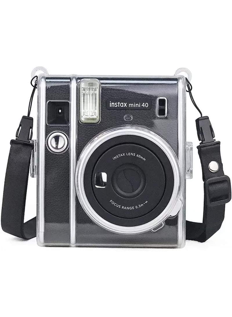 SOLARAE Ransparent Case, Crystal Hard PVC Clear Case with Shoulder Strap, Protective Case Clear Compatible with Fujifilm Instax Mini 40 Instant Camera/Polaroid Mini 40 Camera - Image 1