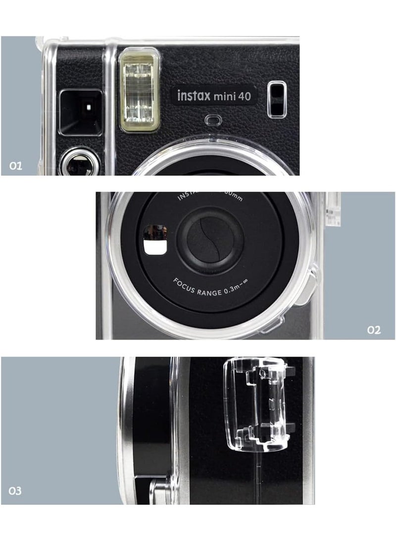 SOLARAE Ransparent Case, Crystal Hard PVC Clear Case with Shoulder Strap, Protective Case Clear Compatible with Fujifilm Instax Mini 40 Instant Camera/Polaroid Mini 40 Camera - Image 5