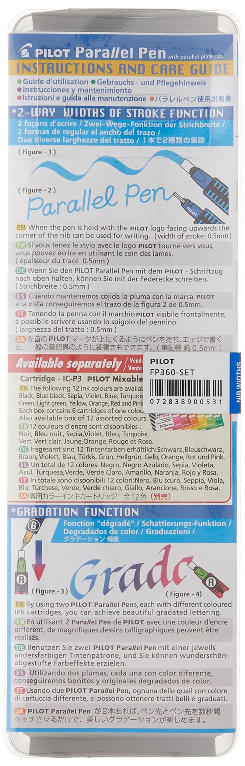 PILOT Parallel 4 Nib Calligraphy Pen Set, 1.5mm, 2.4mm, 3.8mm & 6.0mm Nibs, Includes 4 Black & 4 Red Ink Cartridges (90078) - Image 2