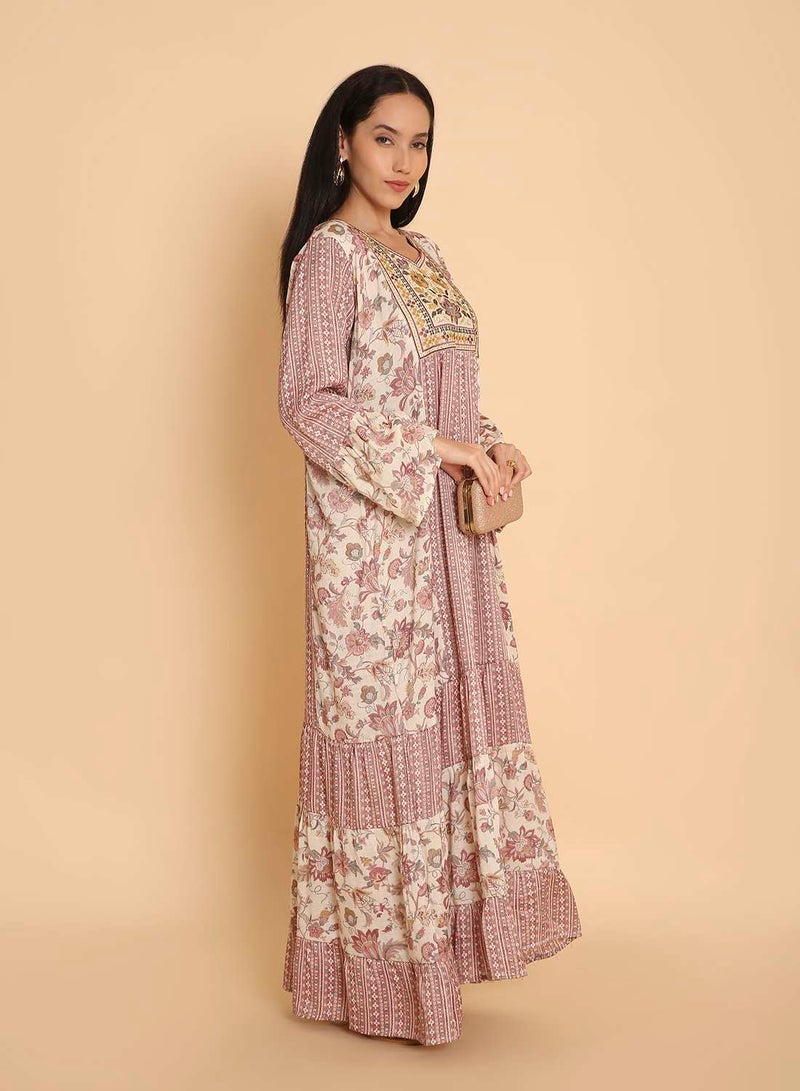 HANA & SARA Arabic womens jalabiya kaftan dress with unique embroidery stone work - Image 4