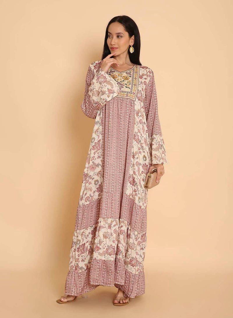HANA & SARA Arabic womens jalabiya kaftan dress with unique embroidery stone work - Image 5