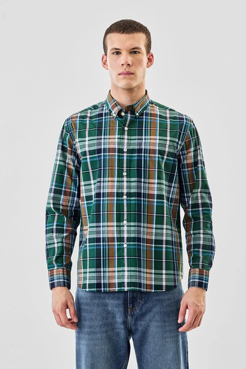 سنيتش قميص كاروهات قطن % بقصة عادية