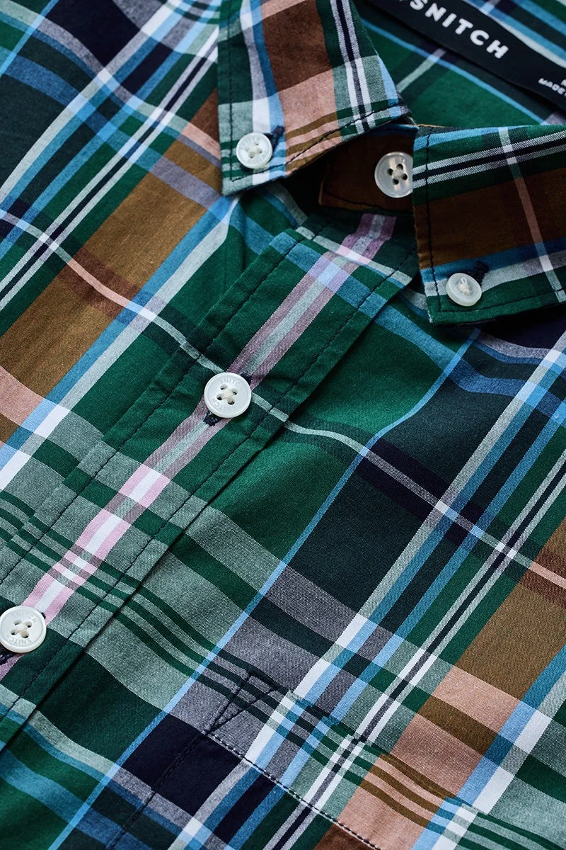 SNITCH Regular Fit 100% Cotton Plaid Shirt