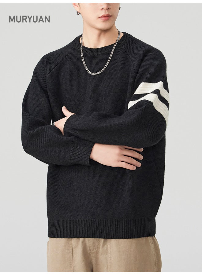 Trendy Brand Striped Patchwork Knit Sweater Men's Autumn Winter New High Street Versatile Sport Jacket - Image 5