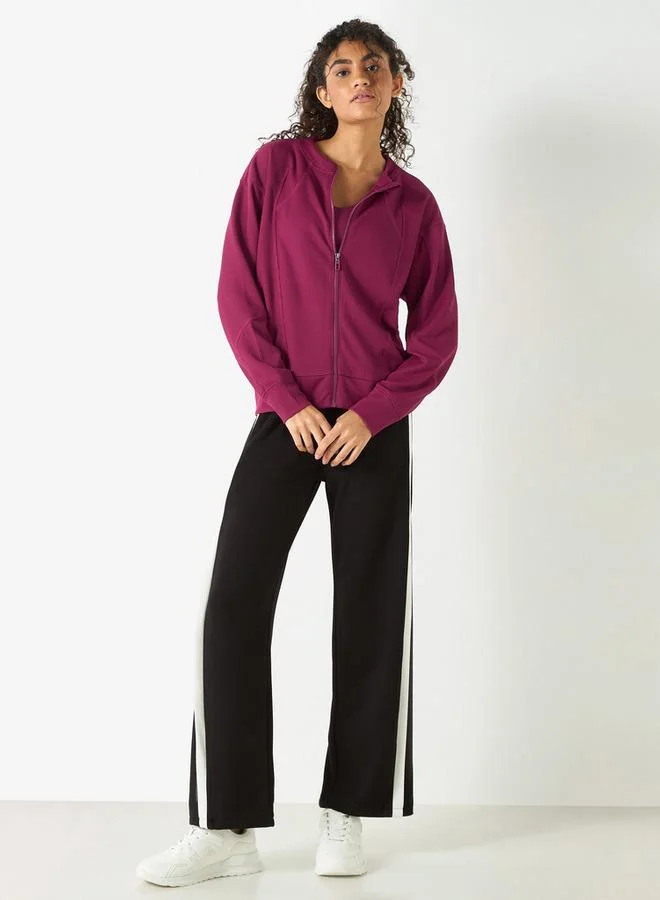 Kappa Kappa Ribbed Zip Through Jacket with Long Sleeves