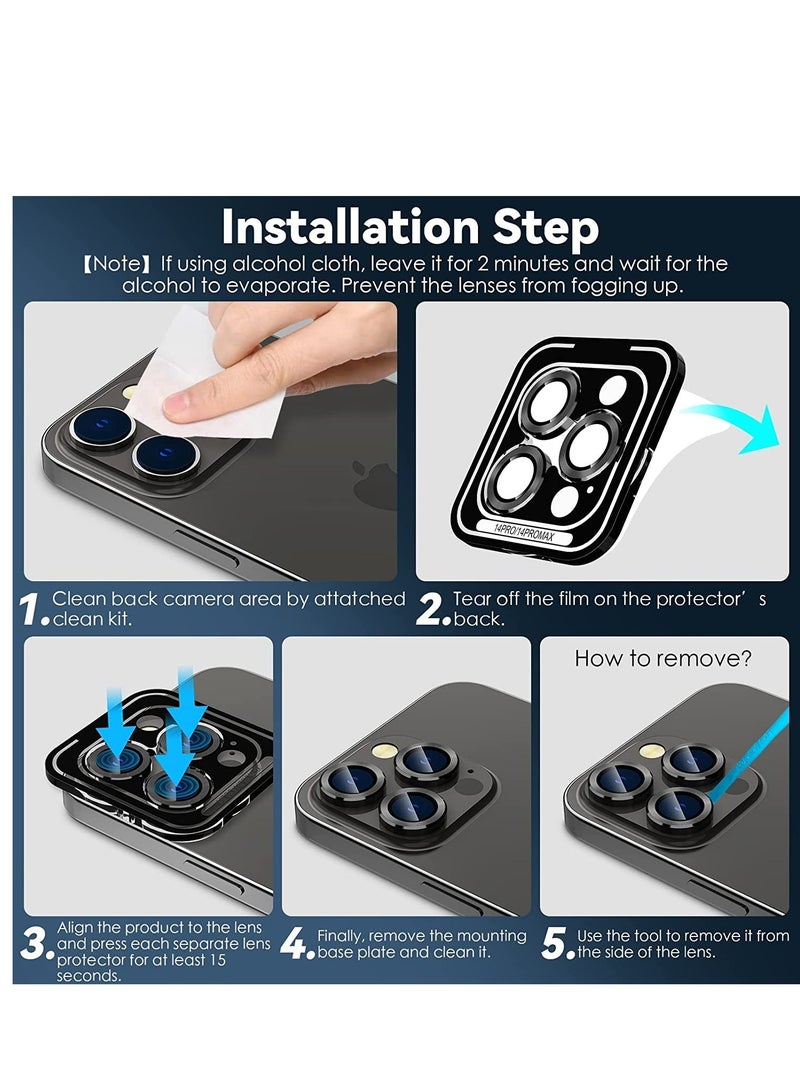 for iPhone 14 Pro - iPhone 14 Pro Max Camera Lens Protector, 9H Tempered Glass Camera Cover Screen Protector Metal Individual Ring for iPhone 14Pro 6.1 inch iPhone 14 ProMax 6.7 inch (Graphite Gray)  - Image 5