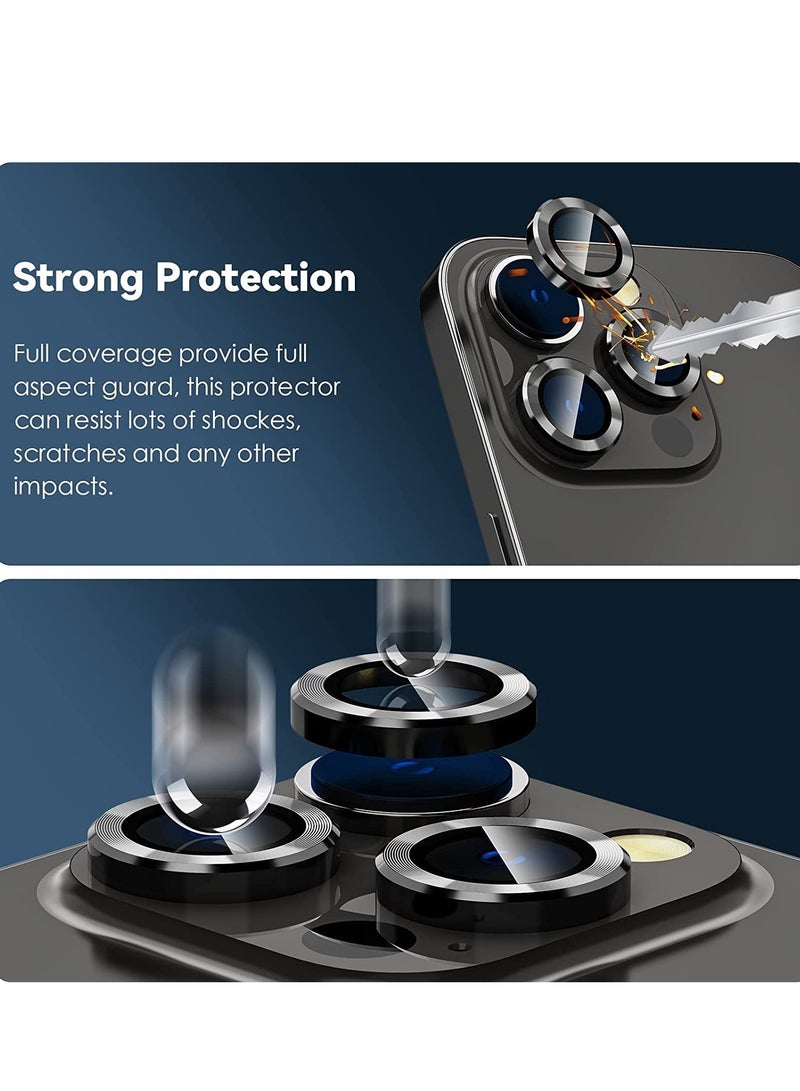 for iPhone 14 Pro - iPhone 14 Pro Max Camera Lens Protector, 9H Tempered Glass Camera Cover Screen Protector Metal Individual Ring for iPhone 14Pro 6.1 inch iPhone 14 ProMax 6.7 inch (Graphite Gray)  - Image 3