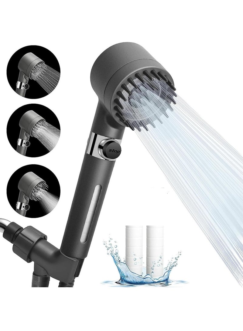DubaiGallery HIGH-PRESSURE SHOWER HEAD 3-MODE ADJUSTABLE SPRAY WITH MASSAGE BRUSH - Image 1