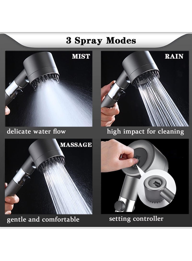 DubaiGallery HIGH-PRESSURE SHOWER HEAD 3-MODE ADJUSTABLE SPRAY WITH MASSAGE BRUSH - Image 4