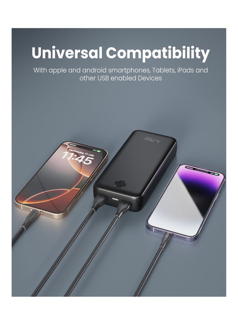 Moxedo باور بانك موكسييدو لايت 20,000 مللي أمبير شحن سريع مع 2 منفذ USB-A ومنفذ USB-C متوافق مع آيفون وسامسونج وآيباد وهواتف أندرويد الذكية والأجهزة اللوحية - Image 2