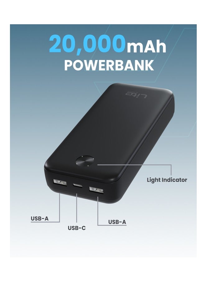 Moxedo باور بانك موكسييدو لايت 20,000 مللي أمبير شحن سريع مع 2 منفذ USB-A ومنفذ USB-C متوافق مع آيفون وسامسونج وآيباد وهواتف أندرويد الذكية والأجهزة اللوحية - Image 4