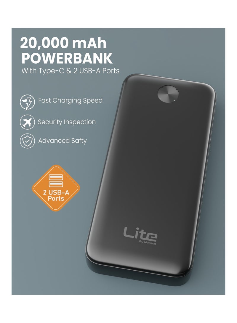 Moxedo باور بانك موكسييدو لايت 20,000 مللي أمبير شحن سريع مع 2 منفذ USB-A ومنفذ USB-C متوافق مع آيفون وسامسونج وآيباد وهواتف أندرويد الذكية والأجهزة اللوحية - Image 5