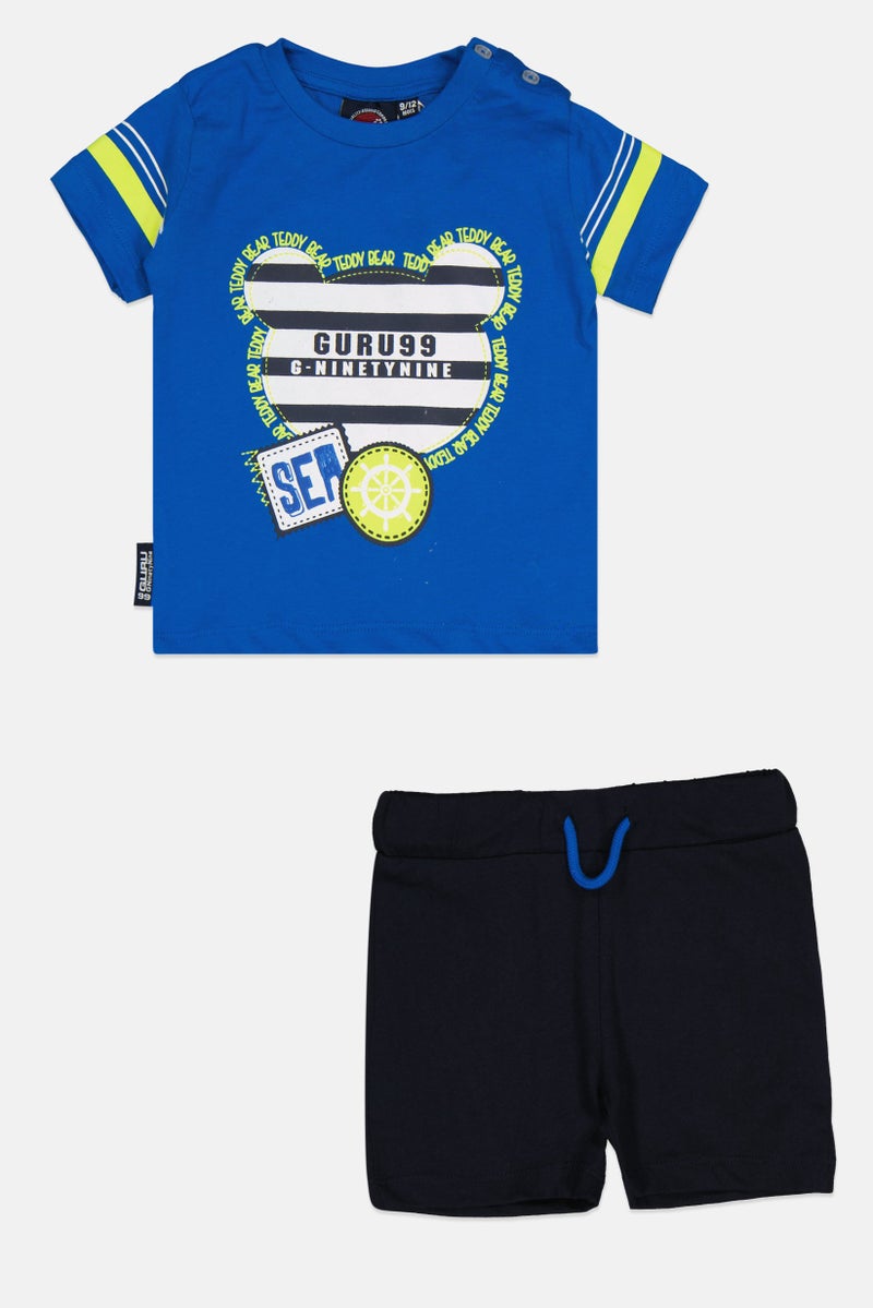 Guru 99 Toddlers Boy 2 Pieces Short Sleeve Graphic Print T-Shirt And Shorts Set, Multicolor - Image 1