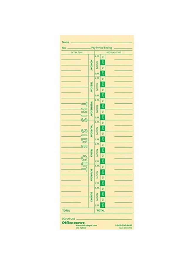 Office Depot Time Cards Weekly Mondaysunday Format 1Sided 3 3/8In. X 8 7/8In. Manila Pack Of 100 Gb740016 - Image 4