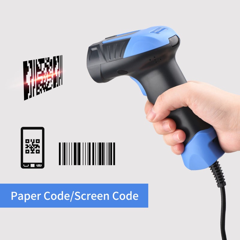 Handheld 1D/2D/QR Barcode Scanner USB Wired Bar Code Reader Manual/Auto Trigger Scanning CMOS Image Sensor Support Paper Code/Screen Code PDF417 Compatible with Windows Android MacOS Linux System - Image 2