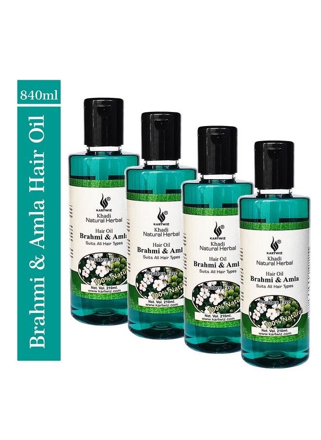 Khadi Natural Herbal Natural Herbal Herbal Amla And Brahmi Hair Oil (840 Ml) Green  - Image 3