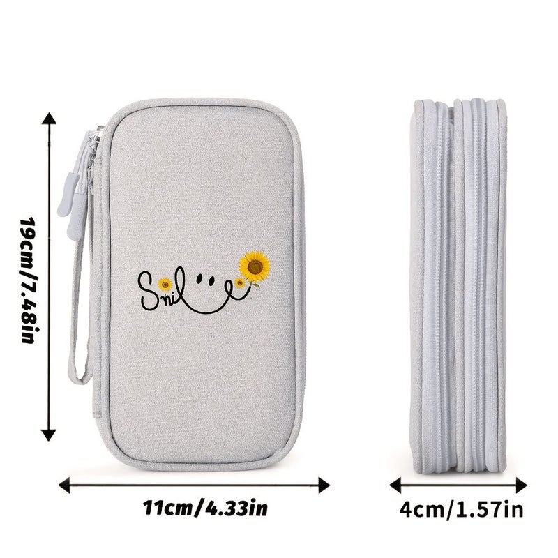 Navy Double Layer Cable Organizer Bag Large Capacity Travel Case - Image 2