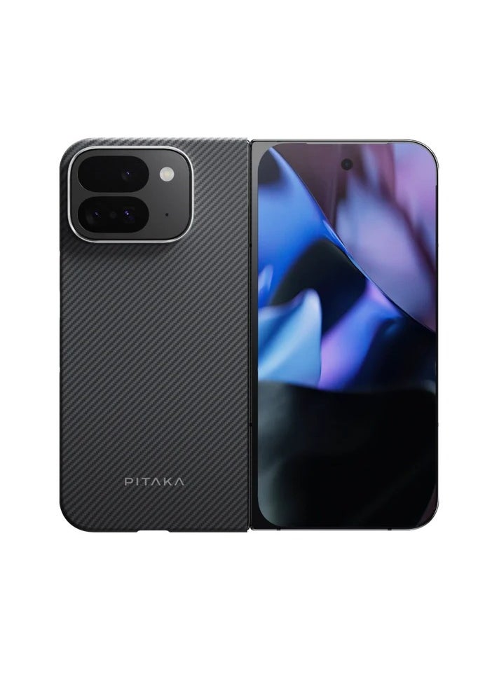 PITAKA - PITAKA PItaka Google Pixel 9 Series Case, Slim & Light Pixel Fold Case MagSafe, Aramid Fiber Made [MagEZ Case 5 - Fusion Weaving Black/Grey] (Pixel 9 Pro Fold) - Image 1