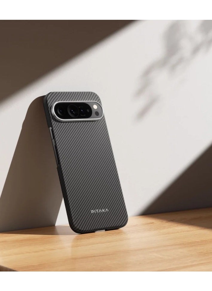 PITAKA - PITAKA PItaka Google Pixel 9 Series Case, Slim & Light Pixel Fold Case MagSafe, Aramid Fiber Made [MagEZ Case 5 - Fusion Weaving Black/Grey] (Pixel 9 Pro Fold) - Image 1