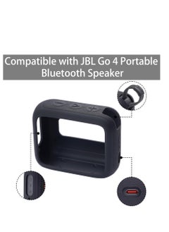 Excefore Silicone Case for JBL Go 4, Waterproof Portable Bluetooth Speaker Protective Sleeve, Ultra-Light Shockproof Cover with Carabine, Secure Fit, Black (Speaker Not Included)  - Image 2
