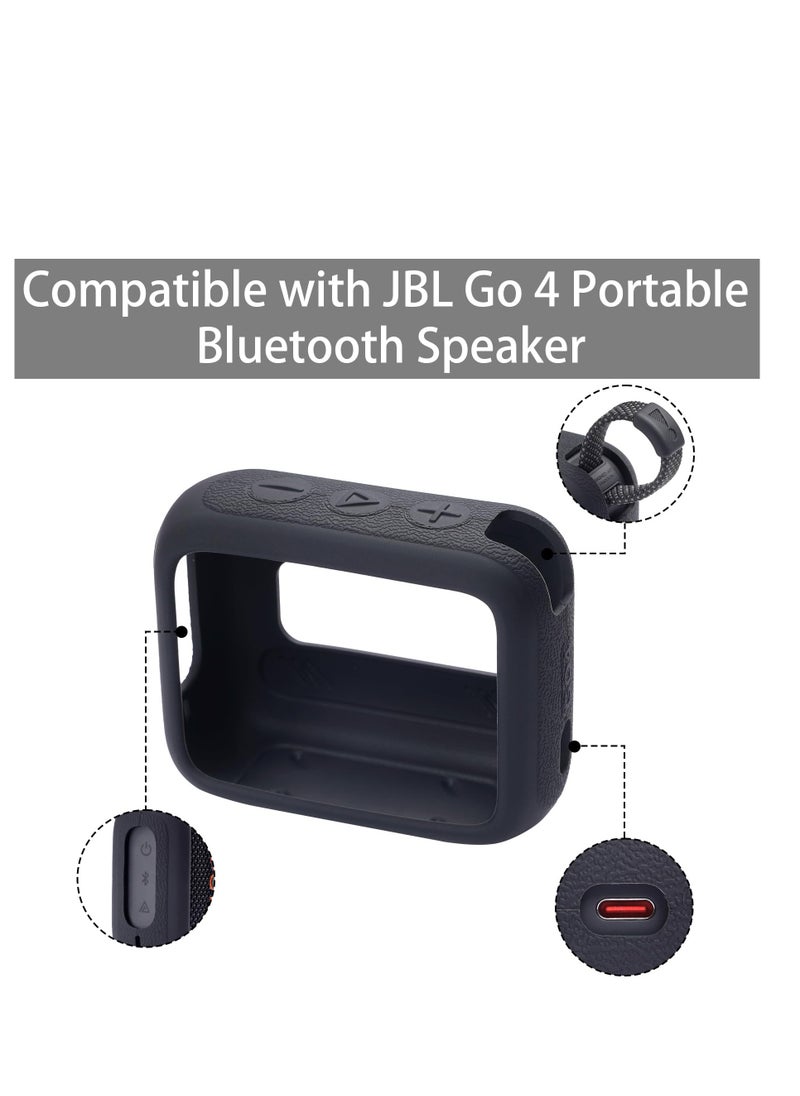 Excefore Silicone Case for JBL Go 4, Waterproof Portable Bluetooth Speaker Protective Sleeve, Ultra-Light Shockproof Cover with Carabine, Secure Fit, Black (Speaker Not Included)  - Image 2