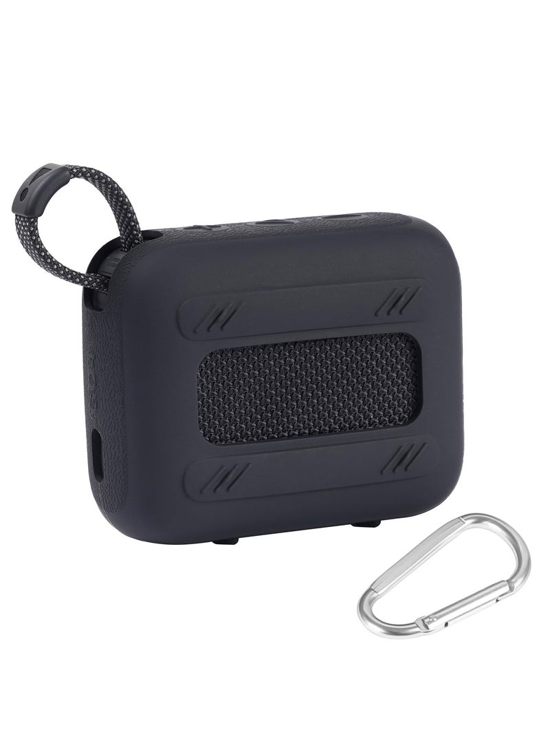 Excefore Silicone Case for JBL Go 4, Waterproof Portable Bluetooth Speaker Protective Sleeve, Ultra-Light Shockproof Cover with Carabine, Secure Fit, Black (Speaker Not Included)  - Image 3