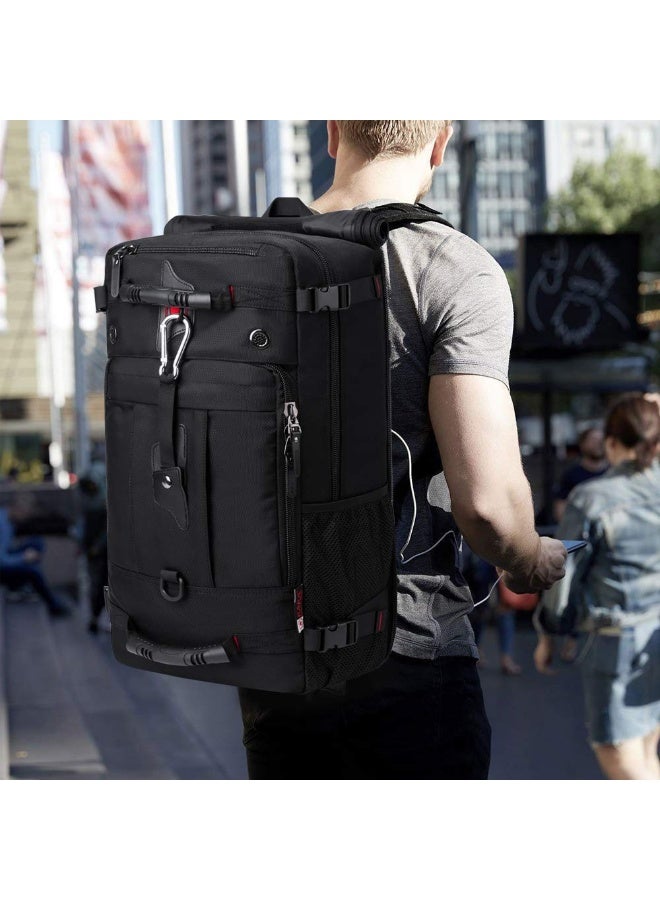 Large Capacity Multifunctional oxford waterproof Flight-Approved travel backpack Utility Mountaineering outdoor sport bag Classic Laptop Backpack Hiking & Camping Dayback for Unisex (Black) - Image 4