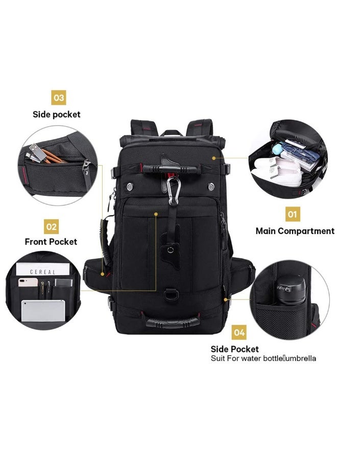 Large Capacity Multifunctional oxford waterproof Flight-Approved travel backpack Utility Mountaineering outdoor sport bag Classic Laptop Backpack Hiking & Camping Dayback for Unisex (Black) - Image 2