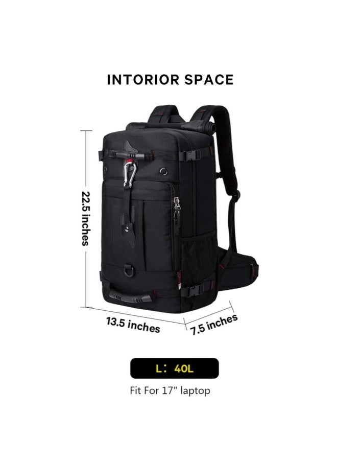 Large Capacity Multifunctional oxford waterproof Flight-Approved travel backpack Utility Mountaineering outdoor sport bag Classic Laptop Backpack Hiking & Camping Dayback for Unisex (Black) - Image 3