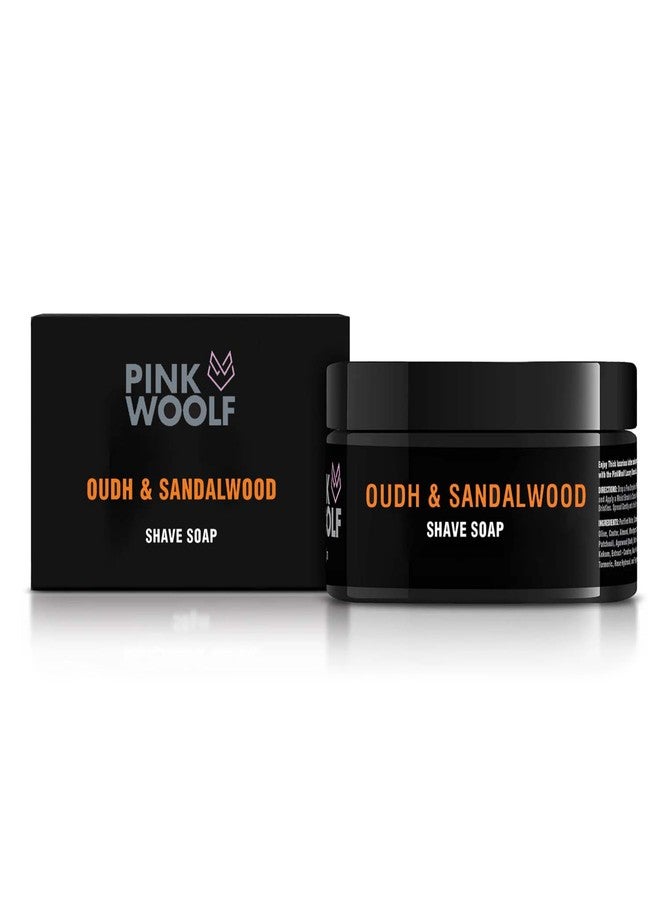 Pink Woolf Shaving Soap for Men | Oudh & Sandawood | Wet Shaving Soap with Rich Creamy Lather | Smooth Razor Glide for Safety Razor & Brush Shaving | 50g Jar - Image 1