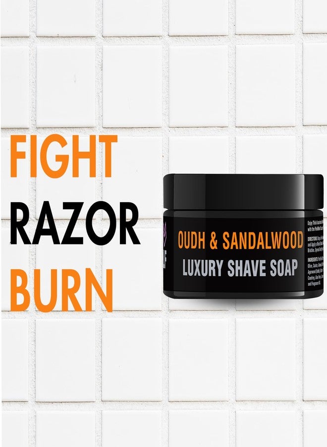 Pink Woolf Shaving Soap for Men | Oudh & Sandawood | Wet Shaving Soap with Rich Creamy Lather | Smooth Razor Glide for Safety Razor & Brush Shaving | 50g Jar - Image 2