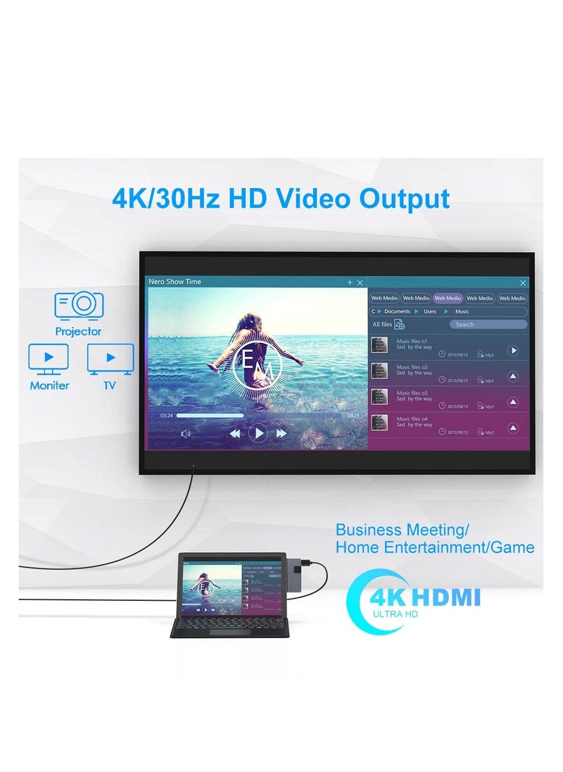 Y&D - USB C Hub, Surface Pro 4/5/6 Docking Station, 2 UsSB 3.0 Hub Ports SD & TF/Micro Memory Card Reader, Mini DP to 4K HDMI, 1USB Ethernet Adapter - Image 1