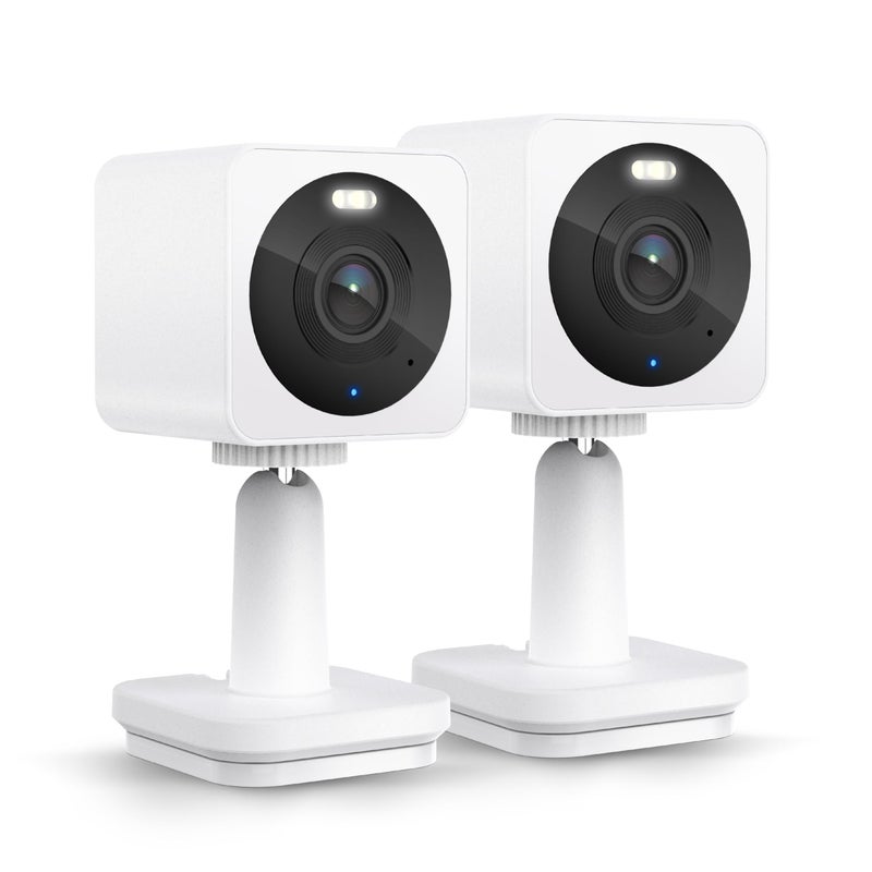 WYZE Cam OG Indoor/Outdoor 1080p Wi-Fi Smart Home Security Camera with Color Night Vision, Wired, Motion Detection, 2-Way Audio, Compatible with Alexa & Google, White (2-Pack), Free Expert Setup - Image 1