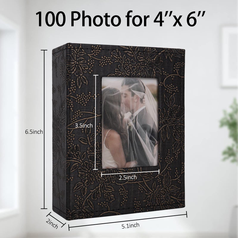 RECUTMS RECUTMS 100 4x6 Photo Album  100 Small Photos Albums Premium Leather Cover White Inner Page Vertical Photo Albums Book for Wedding Family Graduation Baby Anniversary - Image 2