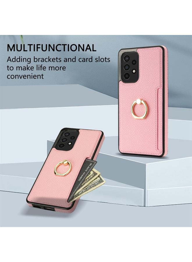 اس-توب جراب لهاتف Samsung Galaxy A53 5G، جراب خلفي من الجلد الليتشي مع حلقة للبطاقات - Image 5