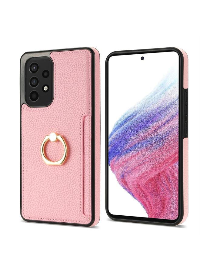 اس-توب جراب لهاتف Samsung Galaxy A53 5G، جراب خلفي من الجلد الليتشي مع حلقة للبطاقات - Image 2