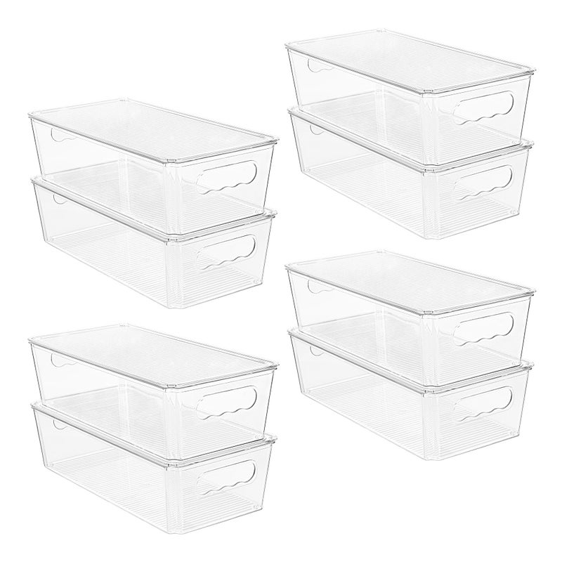 Vtopmart 8pcs Clear Organizers and Storage Bins with Lids, Stackable Plastic Storage Containers with Handles for Fridge, Freezer, Pantry, Cabinet, Kitchen Organization - Image 1