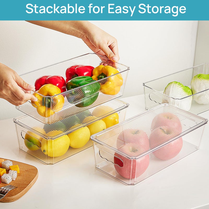 Vtopmart 8pcs Clear Organizers and Storage Bins with Lids, Stackable Plastic Storage Containers with Handles for Fridge, Freezer, Pantry, Cabinet, Kitchen Organization - Image 5