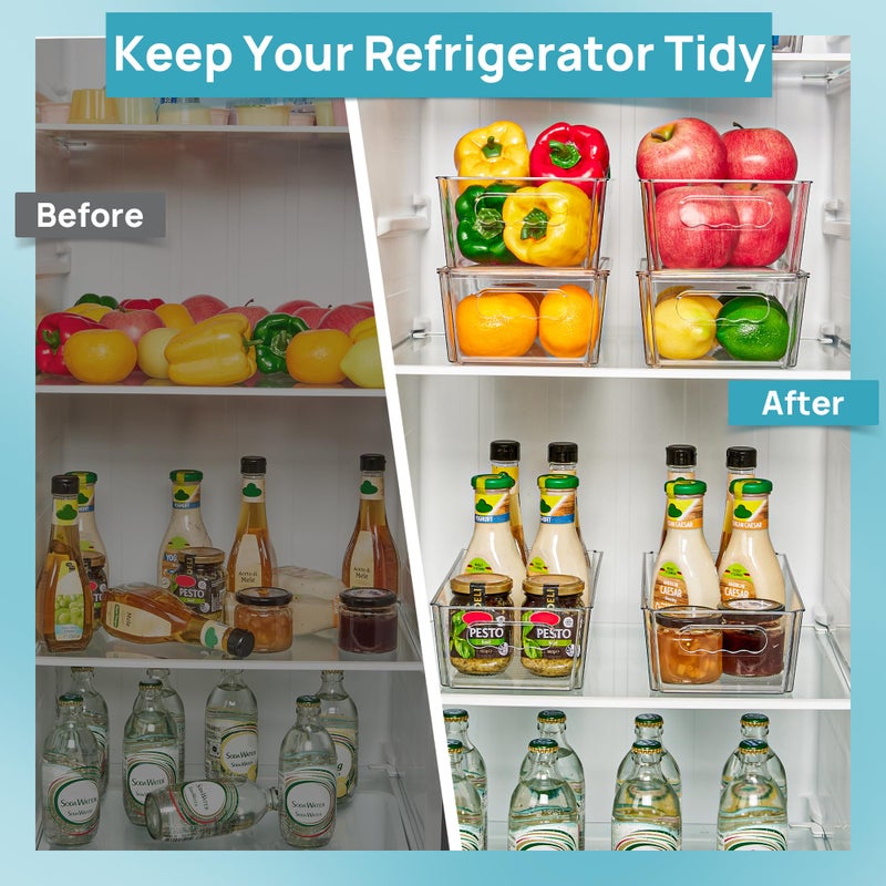 Vtopmart 8pcs Clear Organizers and Storage Bins with Lids, Stackable Plastic Storage Containers with Handles for Fridge, Freezer, Pantry, Cabinet, Kitchen Organization - Image 4